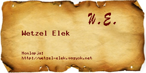 Wetzel Elek névjegykártya